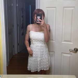 XS off white polka dot dress